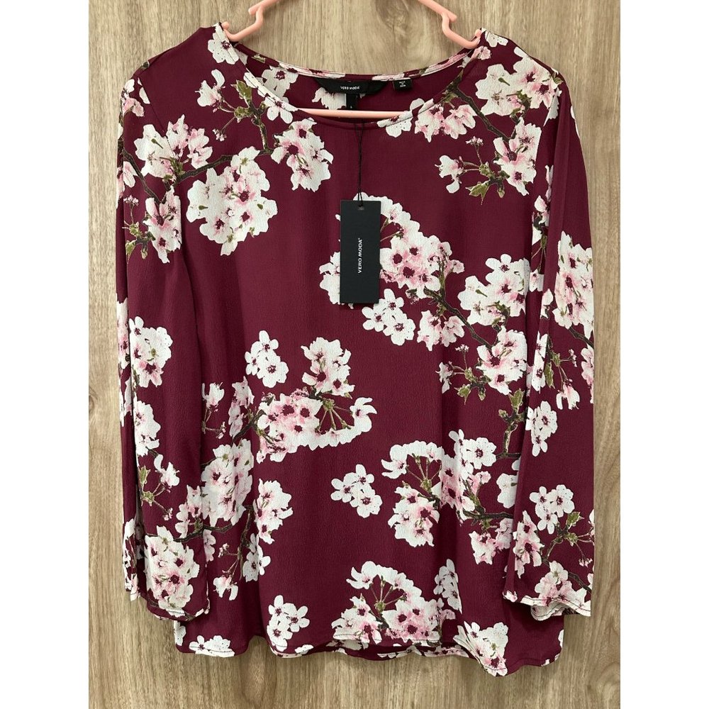 Vero Moda Women’s Large 3/4 Sleeve Floral Blouse Top NEW